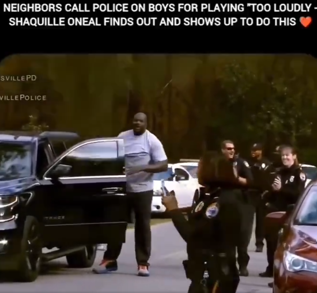 Shaquille O’Neal Pulls Up After Cops Are Called On Kids Playing Basketball ❤️